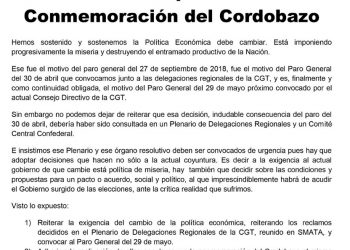 El Frente Sindical para el Modelo Nacional pide Confederal de CGT