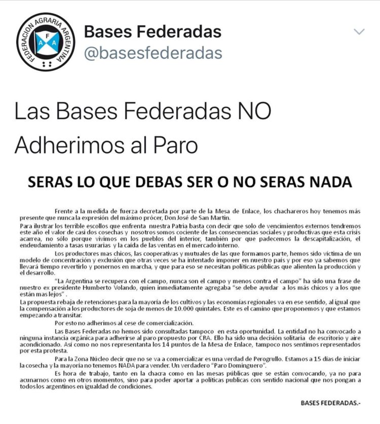 Divisiones en el lockout patronal del agro