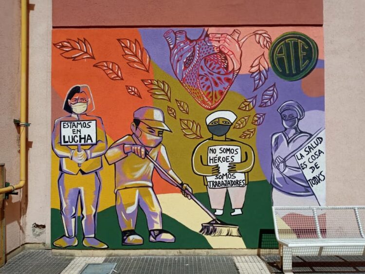 Denuncian censura sobre un mural en apoyo a las y los trabajadores de la salud en el Hospital de Río Cuarto